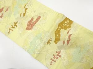 アンティーク　扇に流水・草花模様織り出し袋帯（材料）